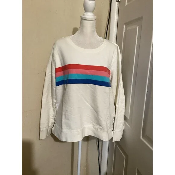 J. Crew Rainbow Striped Crewneck Cotton Sweater S - Picture 2 of 8